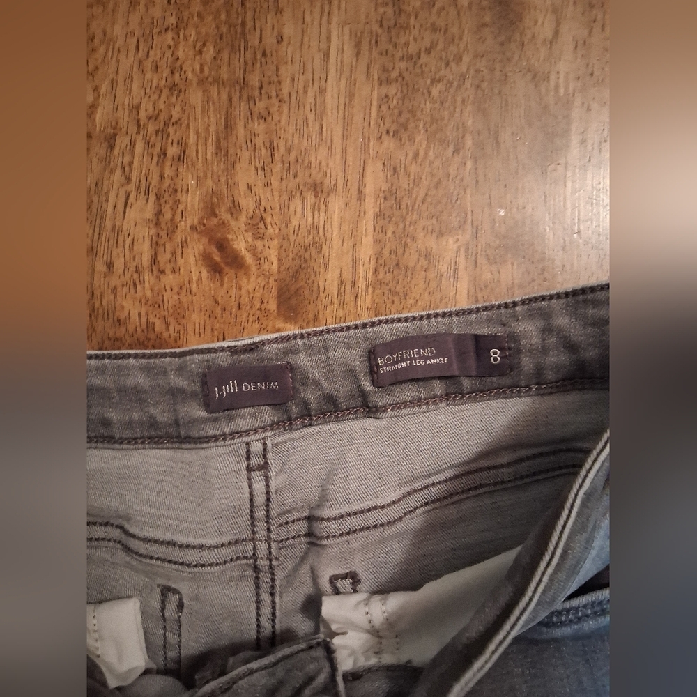 J Jill Boyfriend Straight Leg Ankle Gray Jeans Denim 8 - Picture 5 of 7